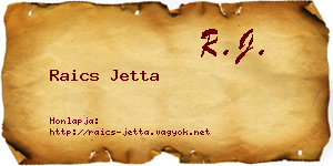 Raics Jetta névjegykártya